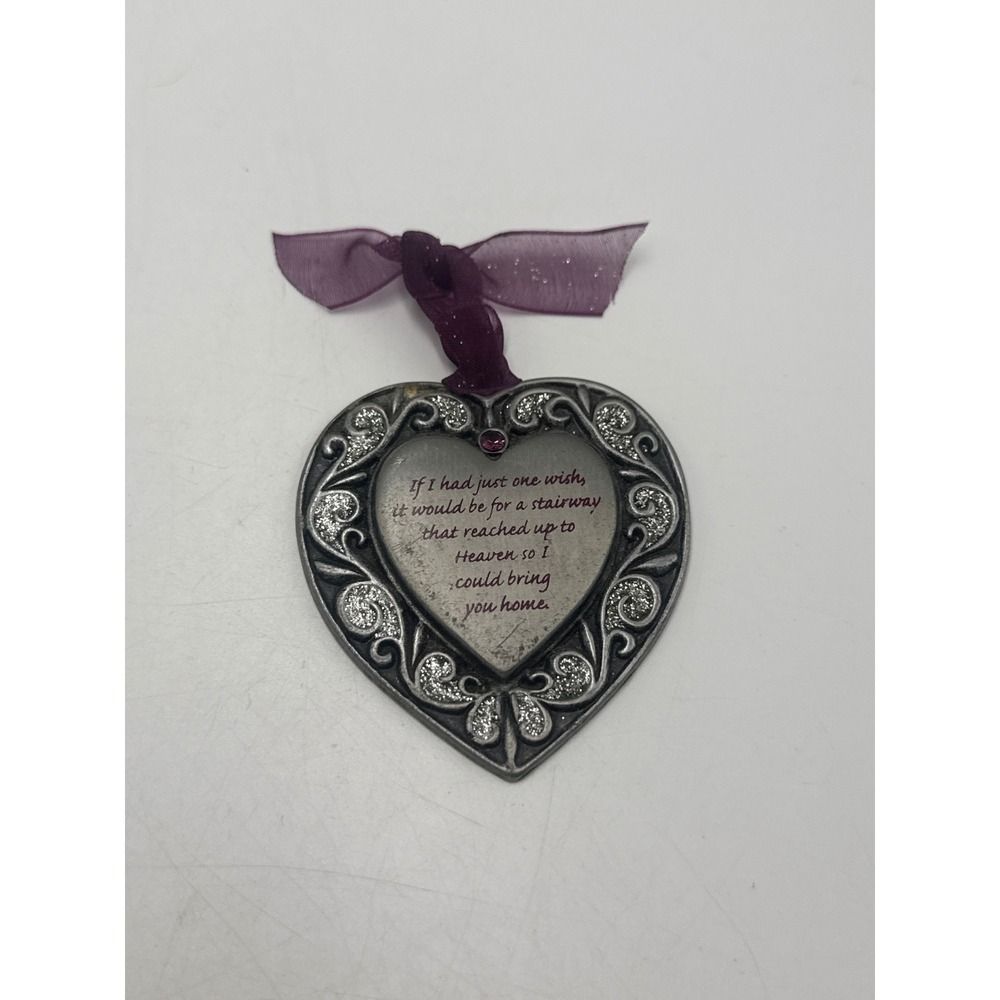 Gloria Duchin 2004 Heart Ornament Stairway‎ to Heaven Memorial Pewter Tone